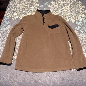 Brown Fleece Pullover with Black Trim